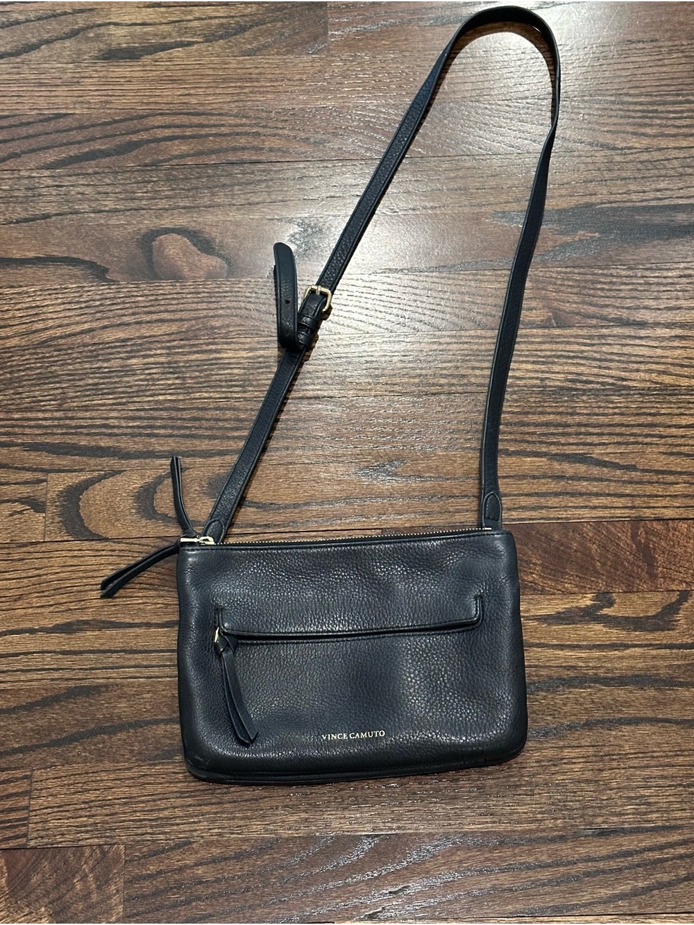 Vince Camuto Black Pebbled Leather Crossbody